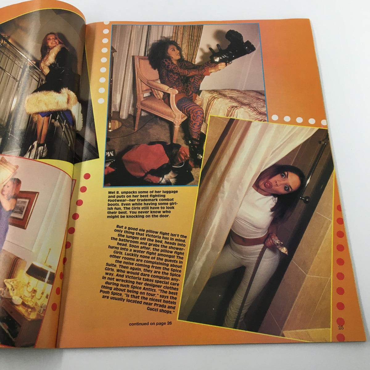 Behind-the-scenes look at the Spice Girls featured in Superteen Magazine August 1998, with engaging articles and fun snapshots. Volume 21, Issue 6.
