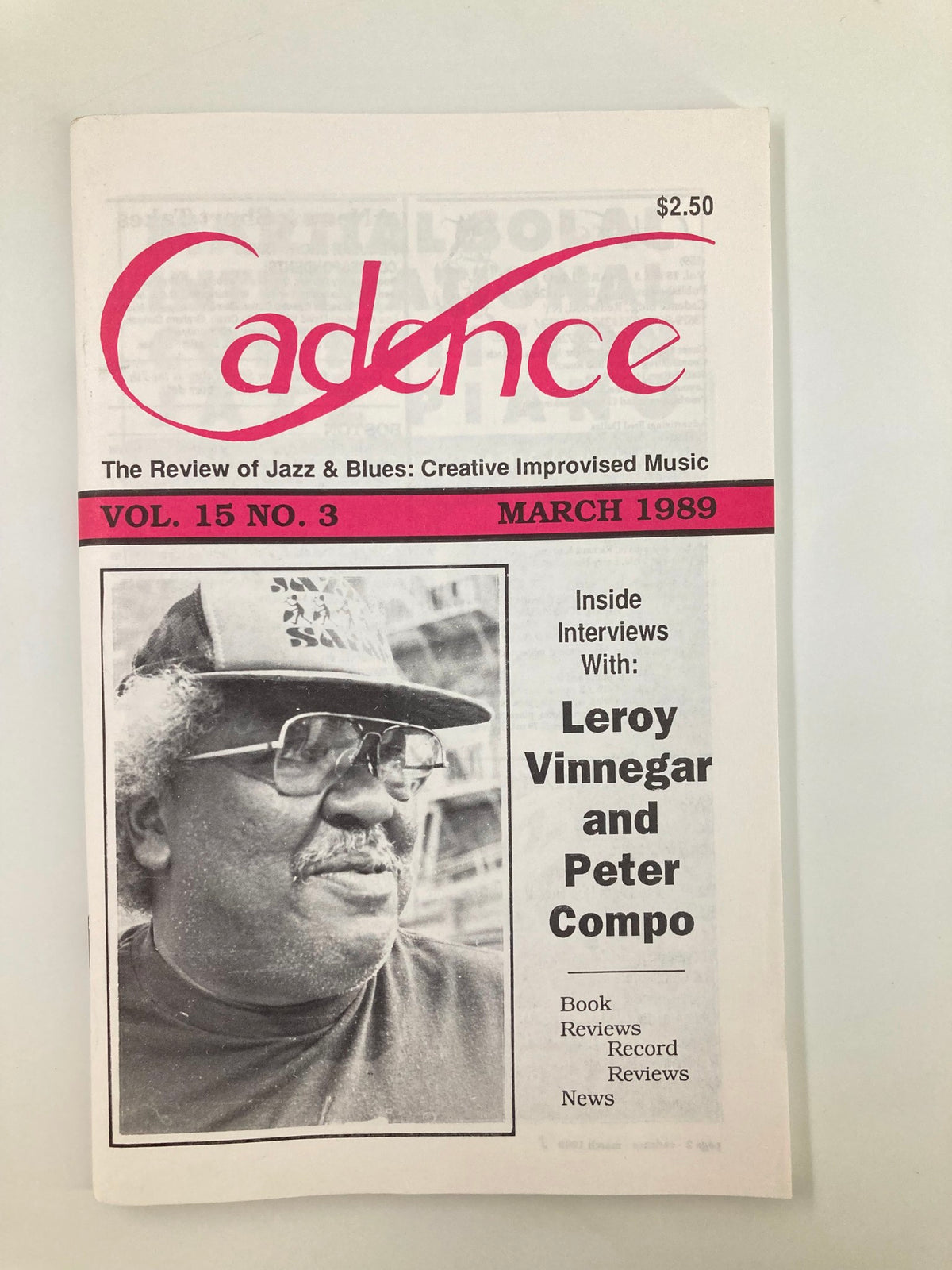 Cadence Jazz Magazine March 1989 Vol 15 No 3 featuring interviews with Leroy Vinnegar and Peter Compo, showcasing the cultural essence of jazz music.