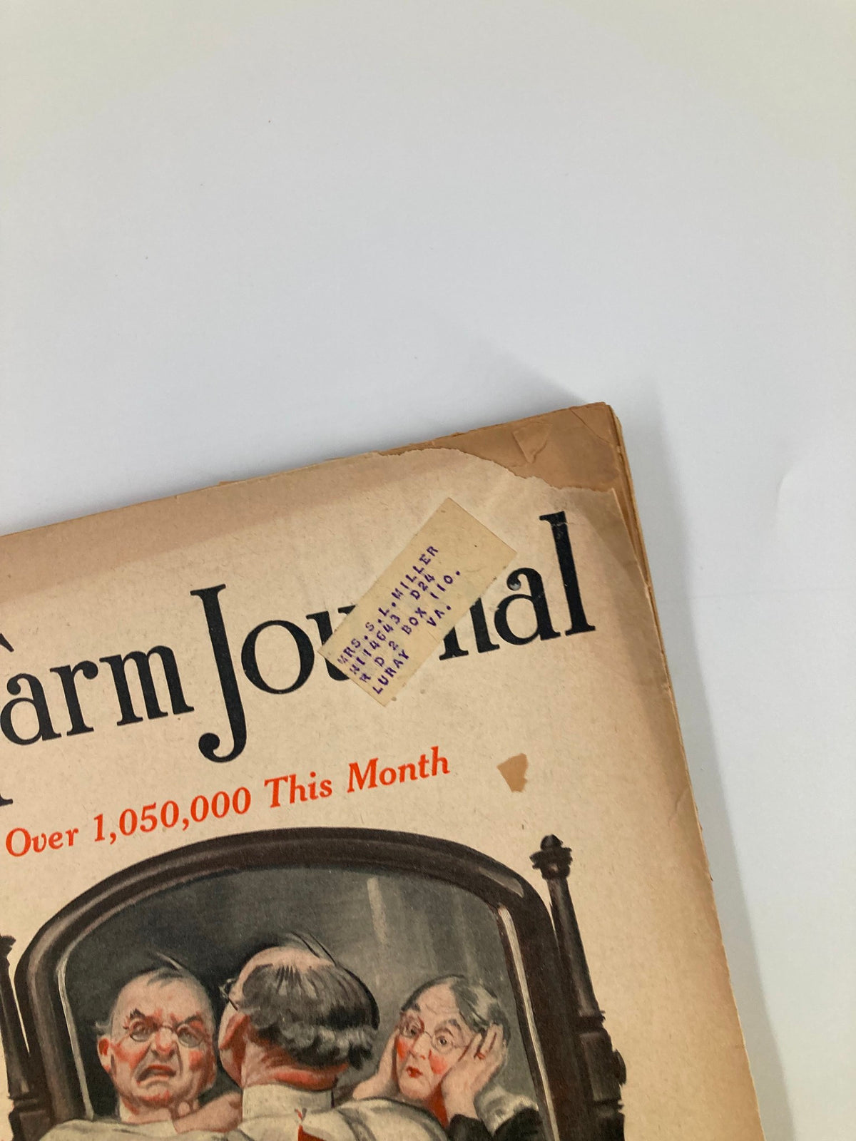 Close-up of the cover of VTG The Farm Journal Magazine February 1921 featuring a label and vintage artwork, highlighting the importance of certified seed as crop insurance.