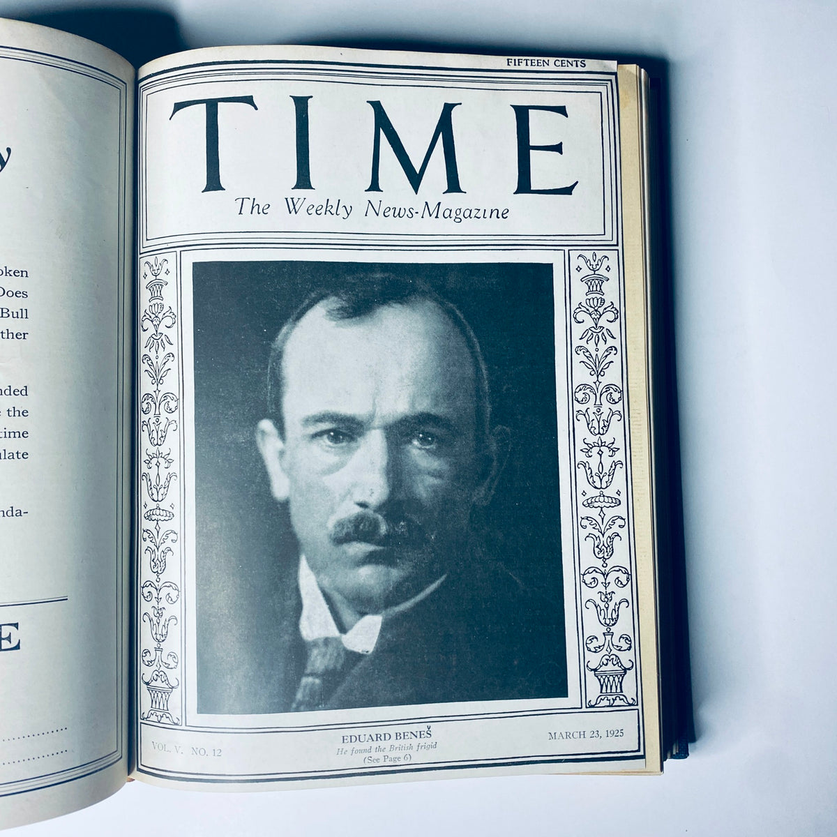 Cover of Time Magazine dated March 23, 1925, showcasing a portrait of Eduard Beneš. This issue is included in the Time Magazine Bound Weekly collection for January to June 1925.
