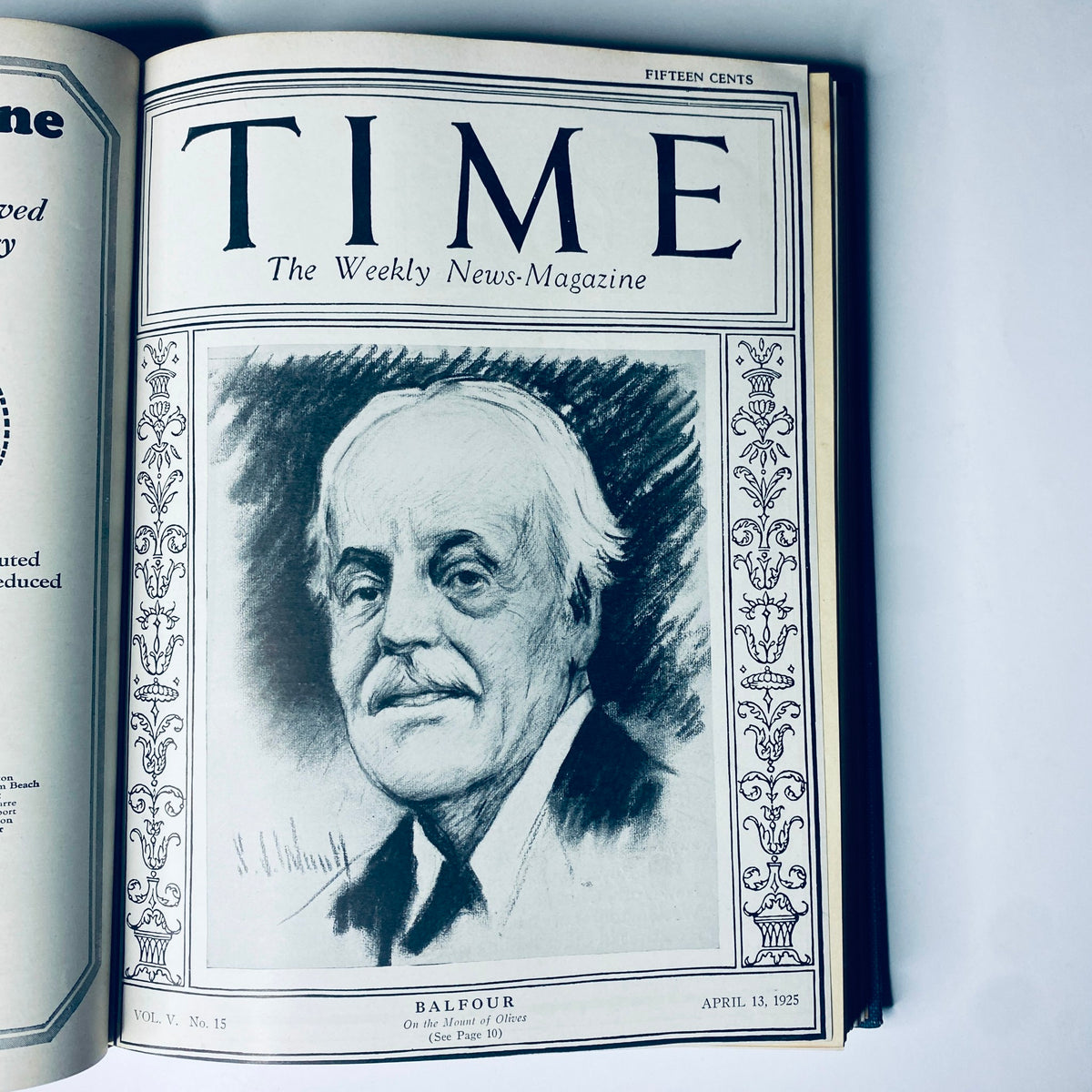 Cover of Time Magazine dated April 13, 1925, showing a portrait of Balfour. This cover is from the Time Magazine Bound Weekly collection covering January to June 1925.