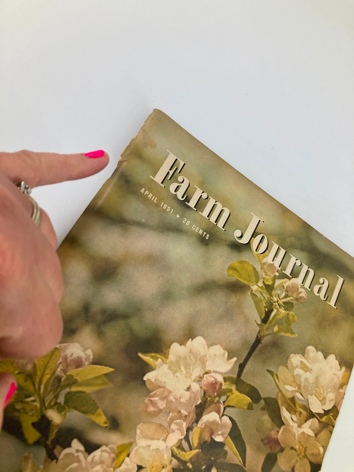 Cover of VTG Farm Journal Magazine April 1951 showing floral design and title 'Farm Journal' with edition date.