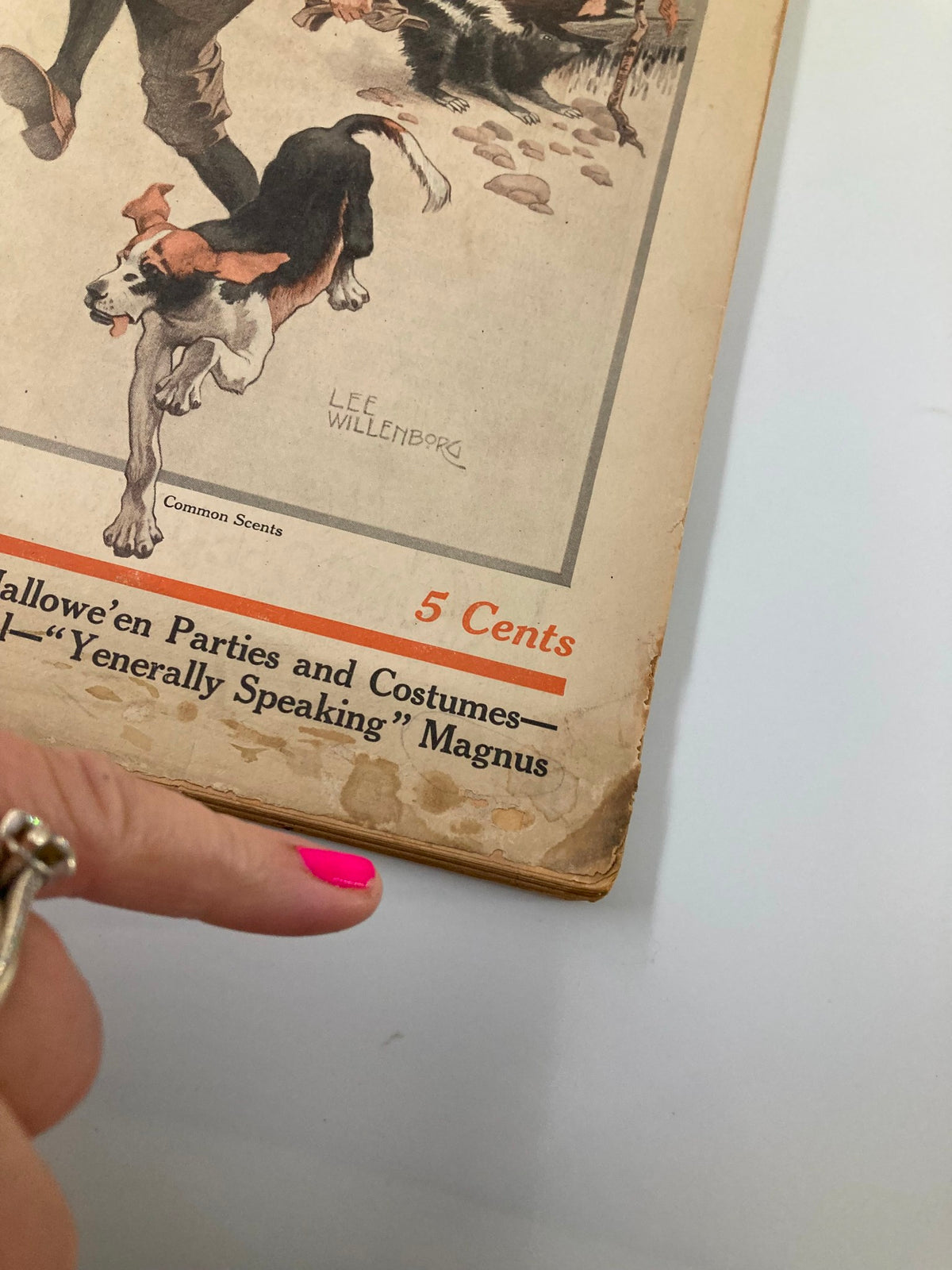 Side view of VTG The Farm Journal Magazine October 1923, showcasing the magazine's binding and age-related wear.