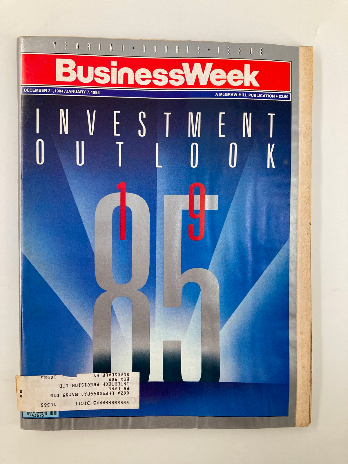 Cover of the VTG Business Week Magazine December 31 1984 titled 'Investment Outlook: Untamed Budget', showcasing bold typography and vibrant colors, reflecting the economic themes of the 1980s.