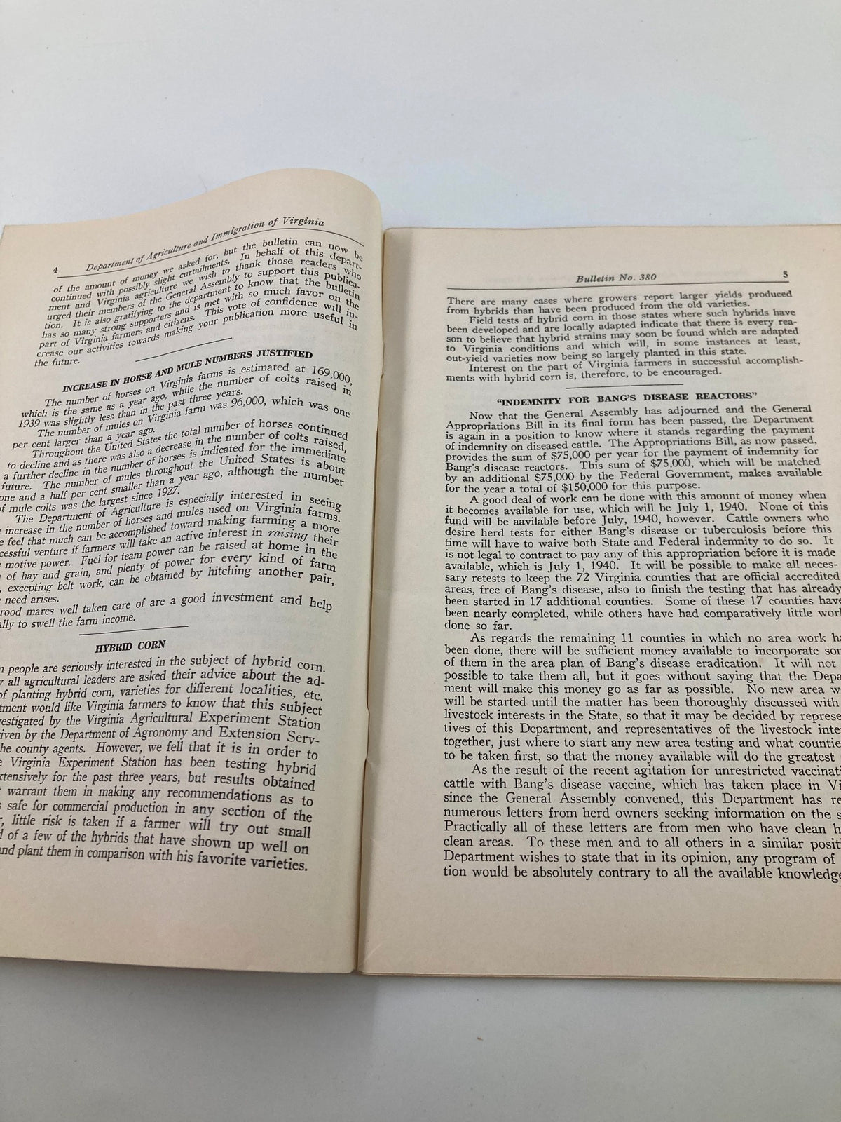 VTG Department of Agriculture Immigration of Virginia Bulletin No. 69 showing pages discussing agricultural practices and livestock management.