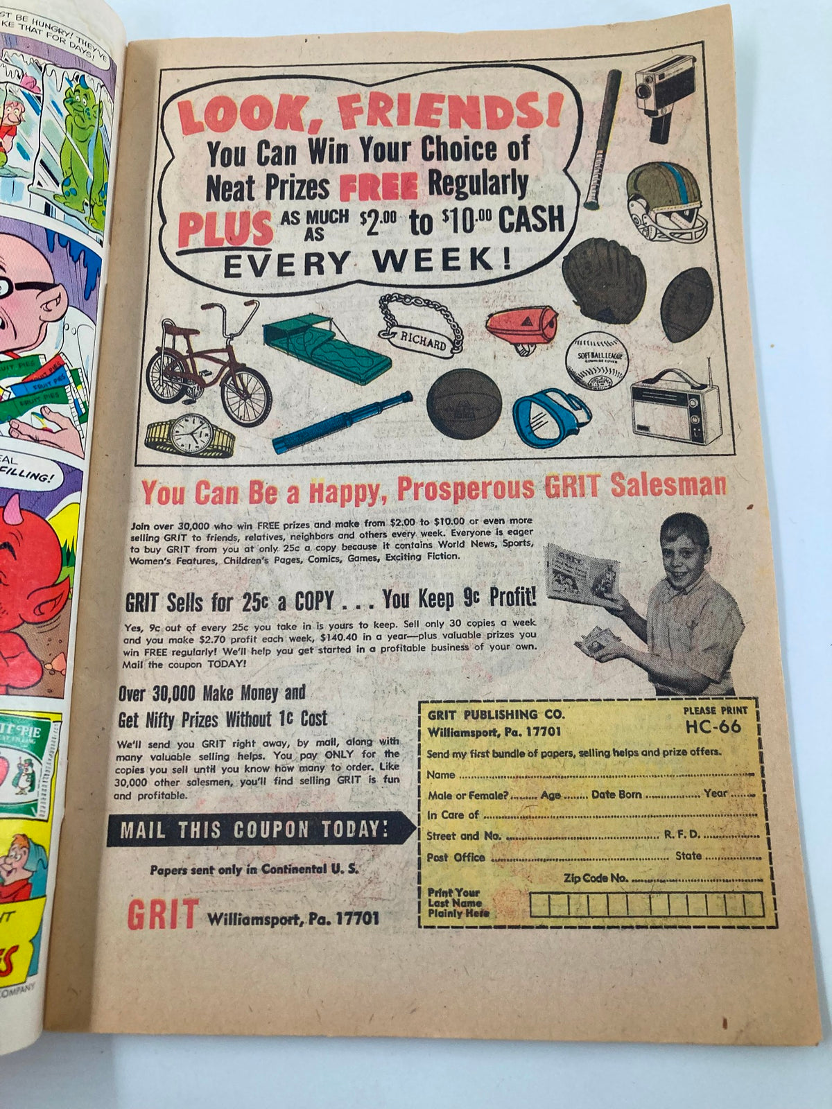 Inside page of the 1957 No. 119 Fun in the Army with Sad Sack and the Sarge Comic Book displaying advertisements and offers.