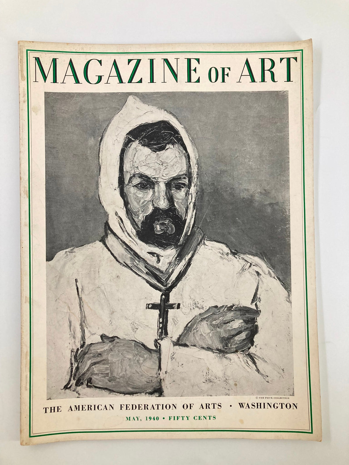 Cover of VTG Magazine of Art from May 1940 featuring the artwork 'Uncle Dominic as a Monk' by Paul Cézanne. The magazine showcases art history and collectible value.