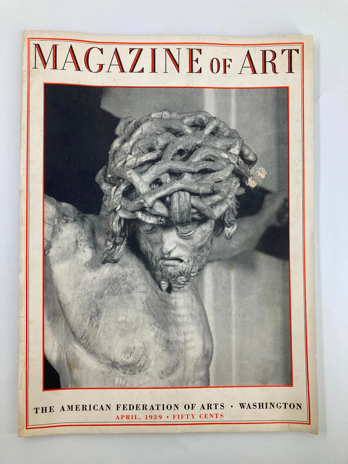 Cover of VTG Magazine of Art April 1939 featuring Hans Leinberger's Crucifix, published by The American Federation of Arts.