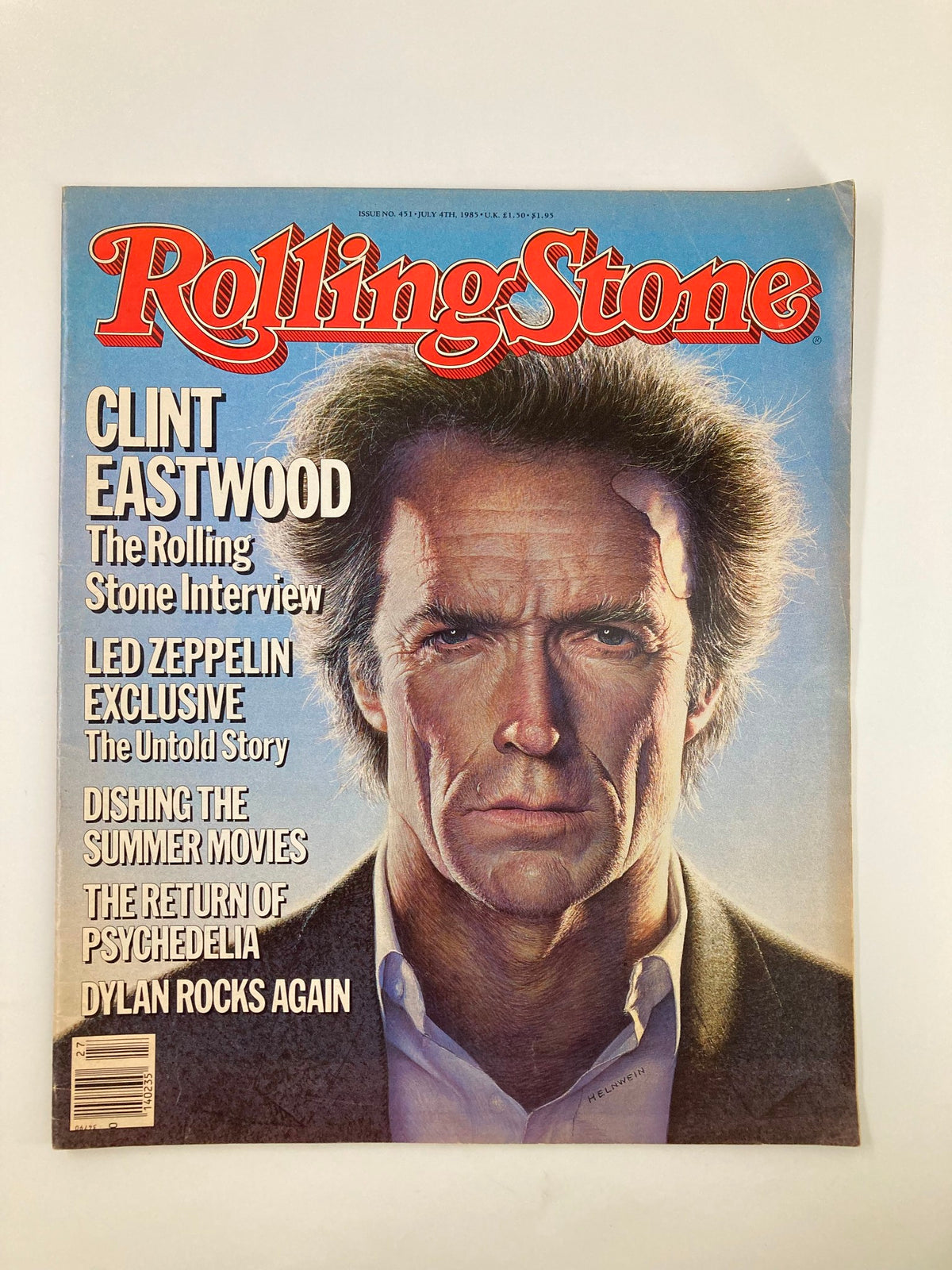 Cover of Rolling Stone Magazine July 4 1985 featuring Clint Eastwood, highlighting The Rolling Stone Interview and Led Zeppelin Exclusive.