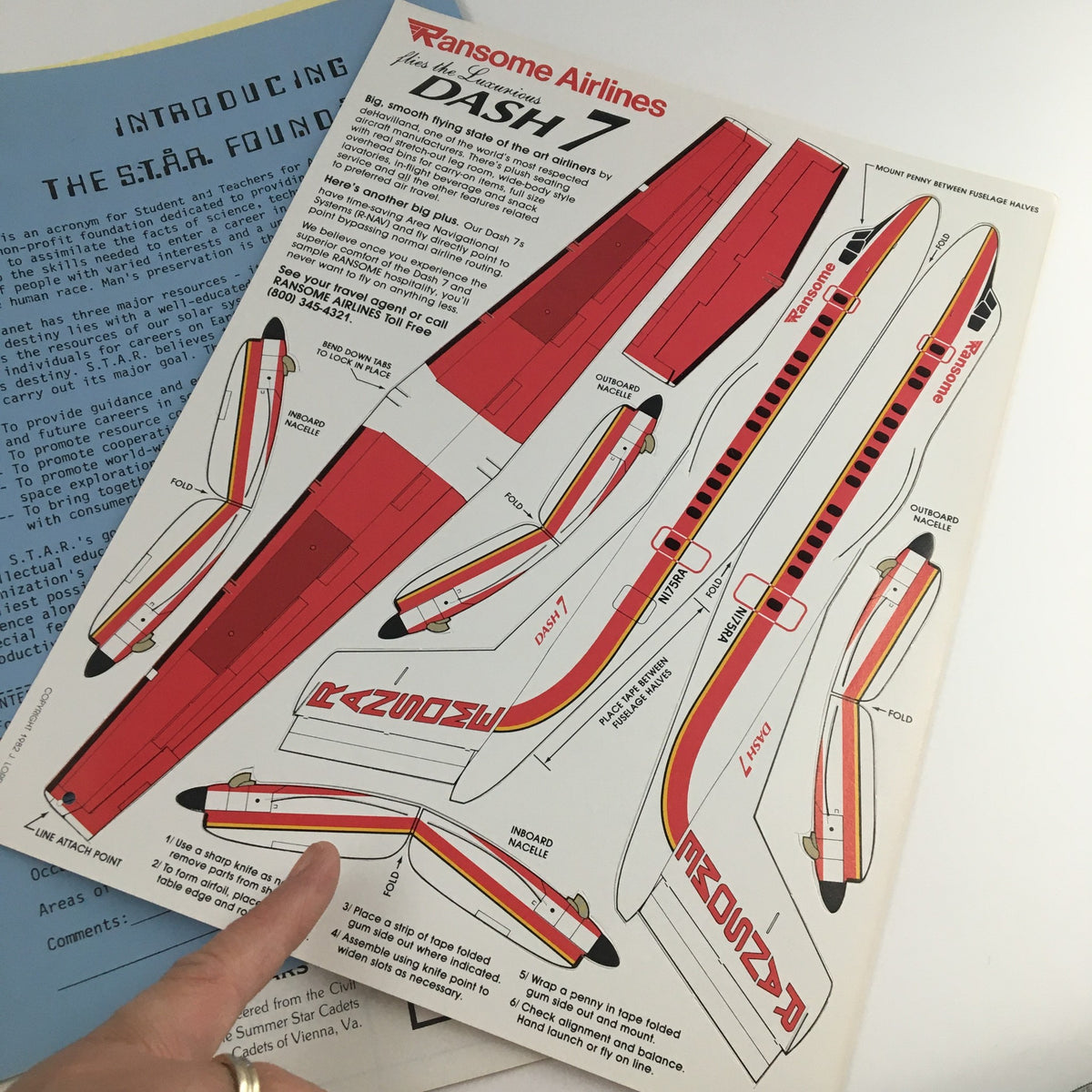 Star Proceedings August 1983 James Gunn & The City Machine image showing a page featuring Ransome Airlines with detailed designs of the Dash 7 aircraft.
