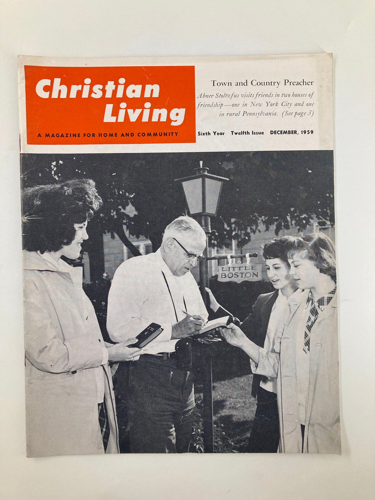 Vintage Christian Living Magazine December 1959 Abner Stoltzfus Town Preacher