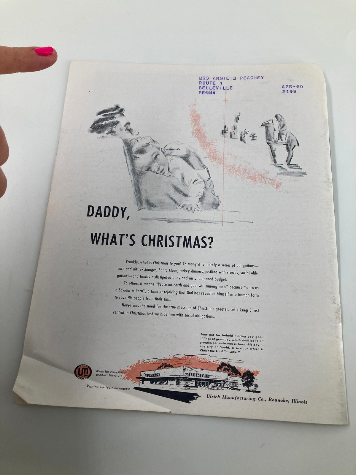 Vintage Christian Living Magazine December 1959 Abner Stoltzfus Town Preacher