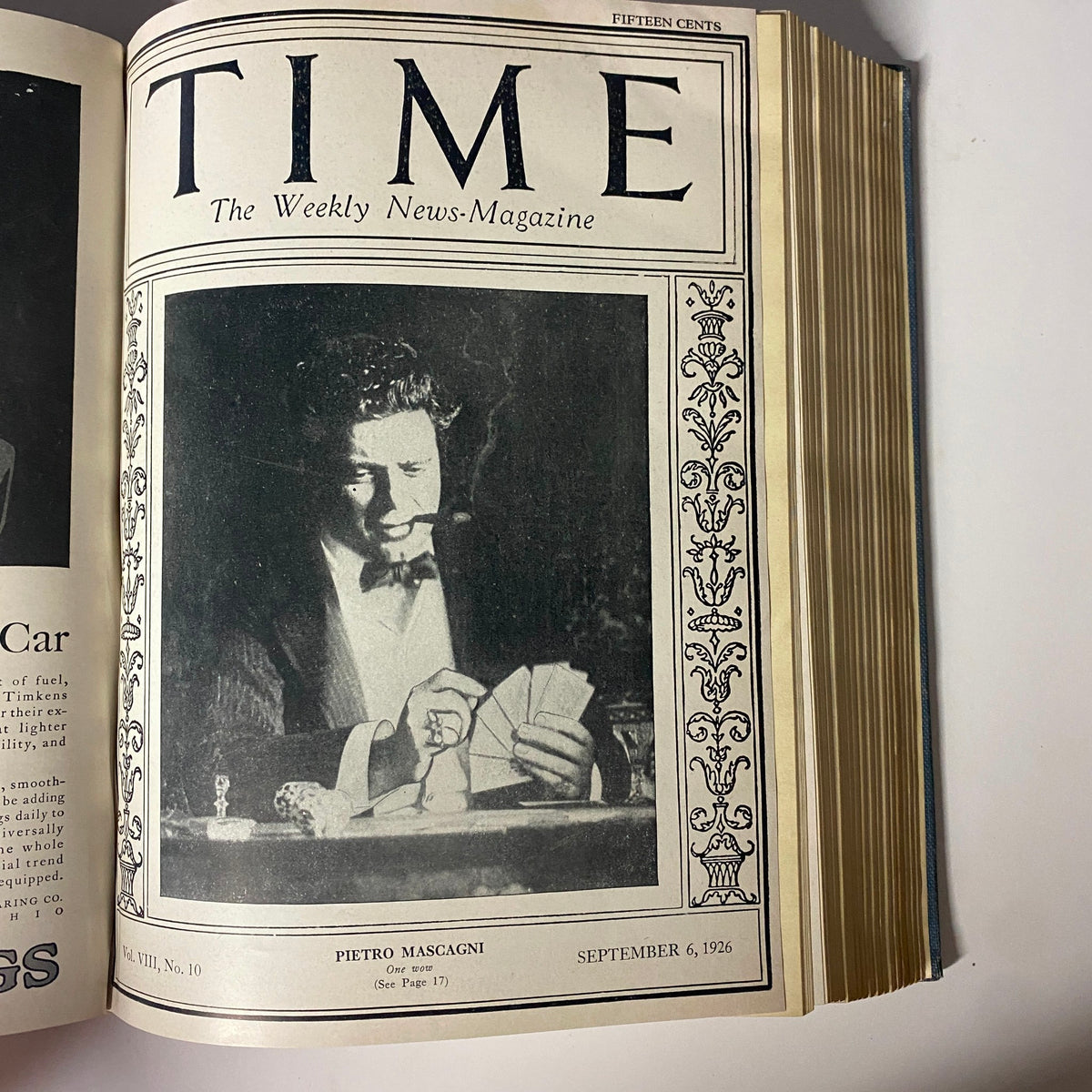Time Magazine cover featuring Pietro Mascagni, published September 6, 1926, as part of the Time Magazine Bound Weekly July to December 1926 collection.