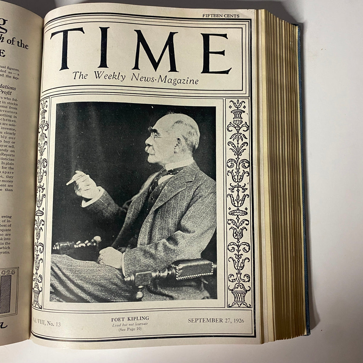 Time Magazine cover featuring Rudyard Kipling, published September 27, 1926, part of the Time Magazine Bound Weekly for July to December 1926.