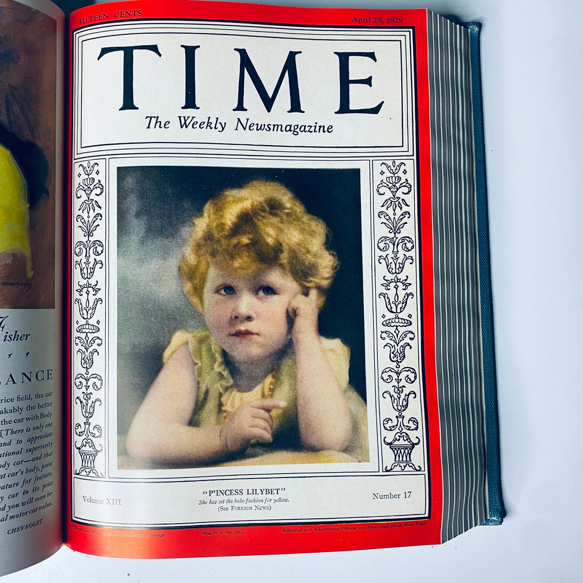 Time Magazine Bound Weekly January 7, 1929 - June 24, 1929 - April 29, 1929 cover featuring Princess Lilybet, illustrating the magazine's artistic presentation and cultural significance.