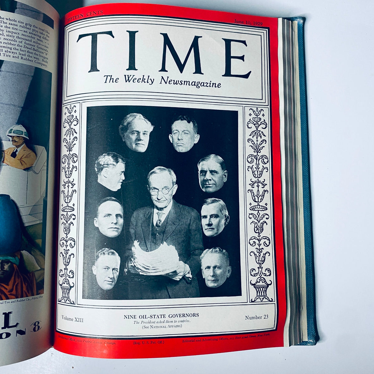 Time Magazine cover from June 10, 1929, portraying Nine Oil-State Governors, included under the title 'Time Magazine Bound Weekly January 7, 1929 - June 24, 1929 Einstein Morgan.'