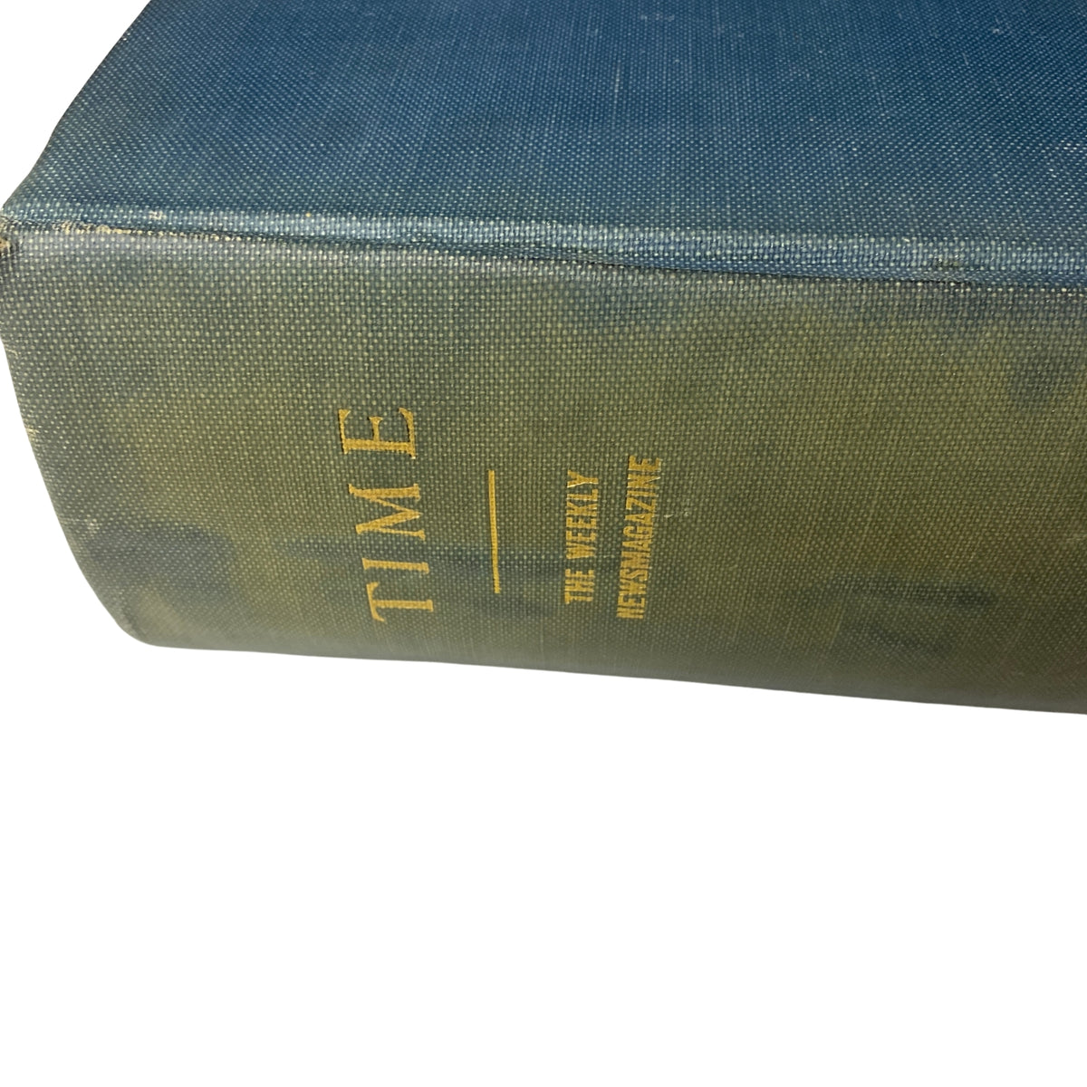 Close-up view of the spine of the Time Magazine Bound Weekly July 1, 1929 - December 30, 1929, showcasing the title 'TIME' embossed in gold.