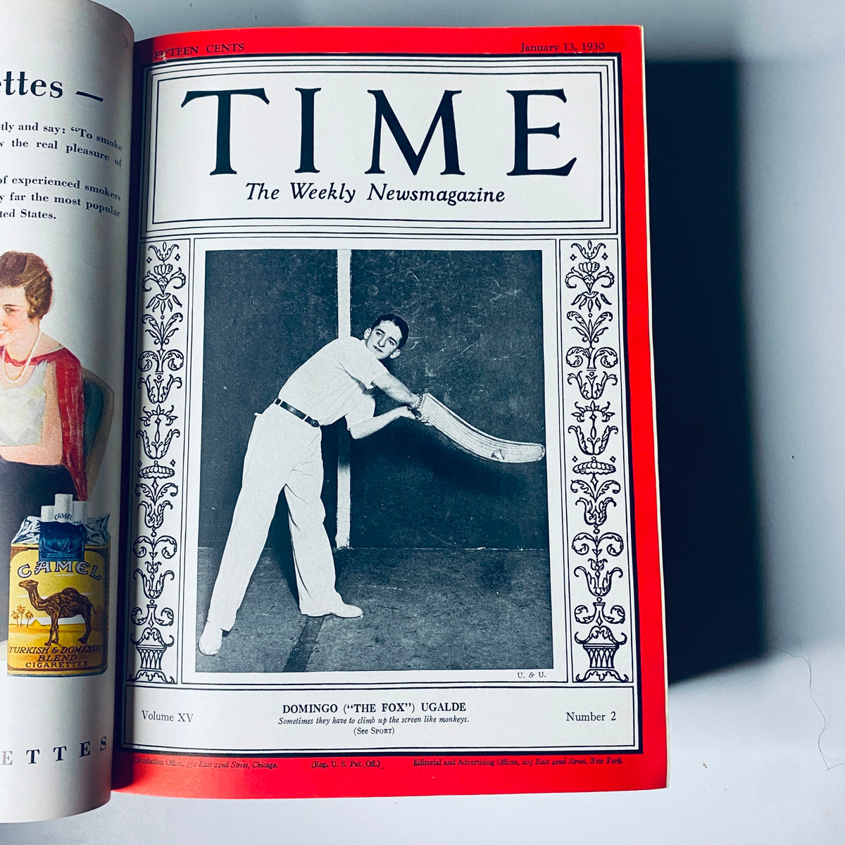 Cover of Time Magazine Bound Weekly January 6, 1930 - June 30, 1930 showcasing Domingo "The Fox" Ugalde, emphasizing the cultural significance of the era.