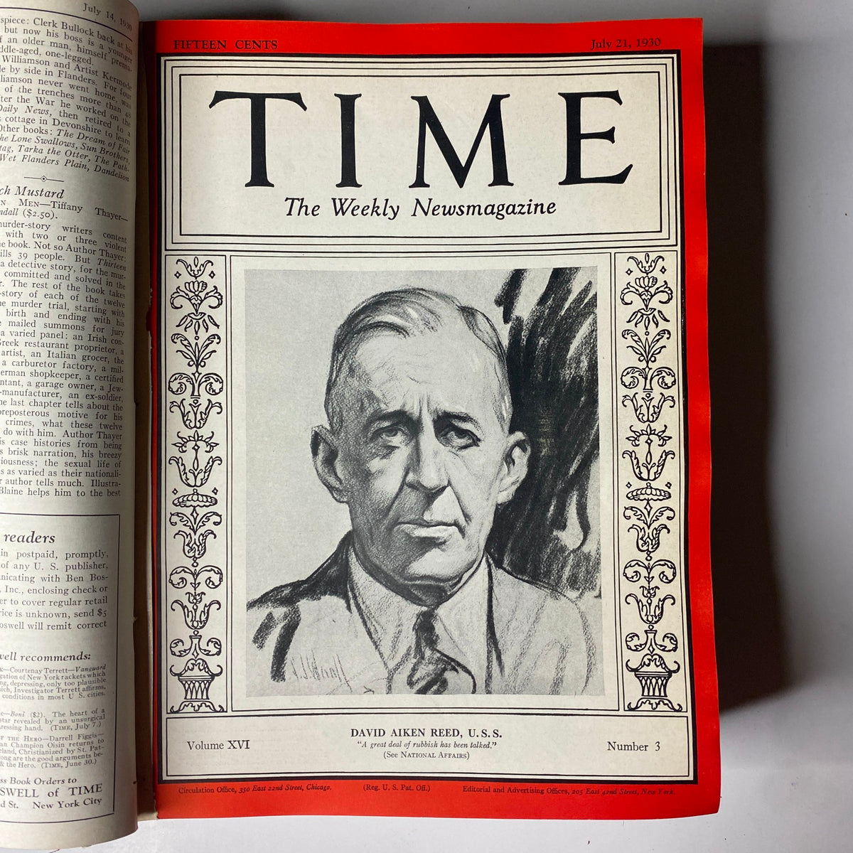 Cover of Time Magazine Bound Weekly, July 28, 1930, highlighting the Chairman of the Farm Board. A valuable piece of historical journalism from the Great Depression.