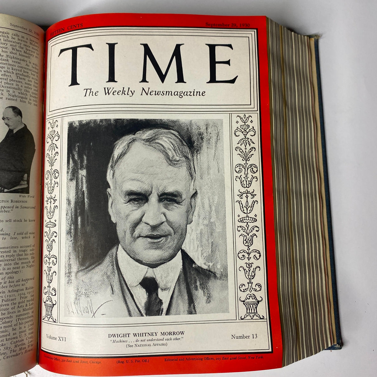 Time Magazine cover featuring Dwight Whitney Morrow, published on September 29, 1930, during the Great Depression era.