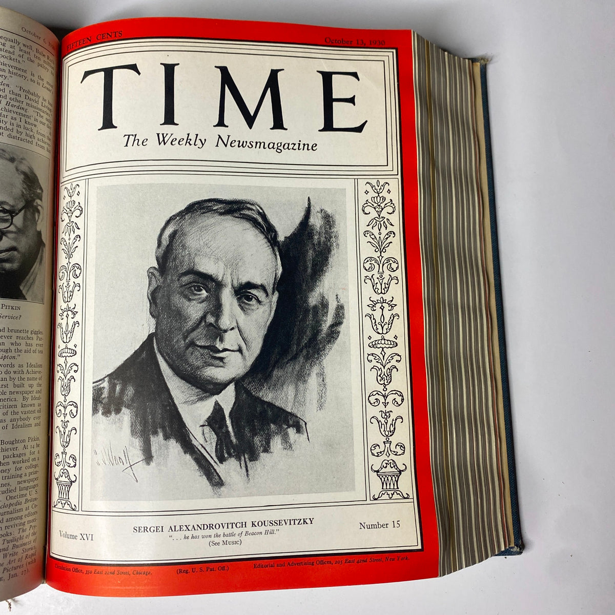 Time Magazine cover displaying Sergei Alexandrovitch Koussevitzky, released on October 13, 1930, highlighting significant figures of the era.