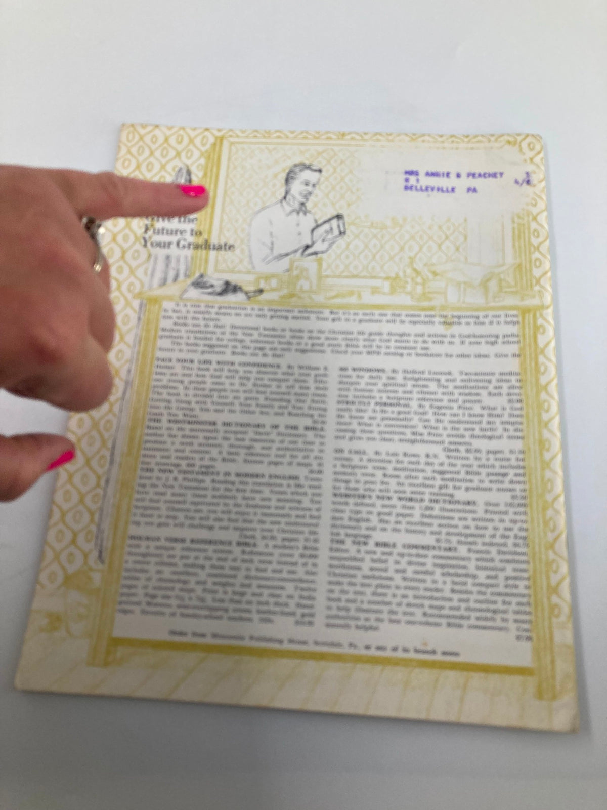 Back cover of the VTG Christian Living Magazine June 1962, showing an illustration and an address label, giving a glimpse of its vintage character.