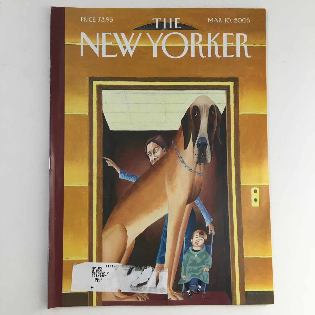 The New Yorker March 10 2003 Full Magazine Theme Cover by Mark Ulriksen featuring a large dog and child in an iconic illustration.