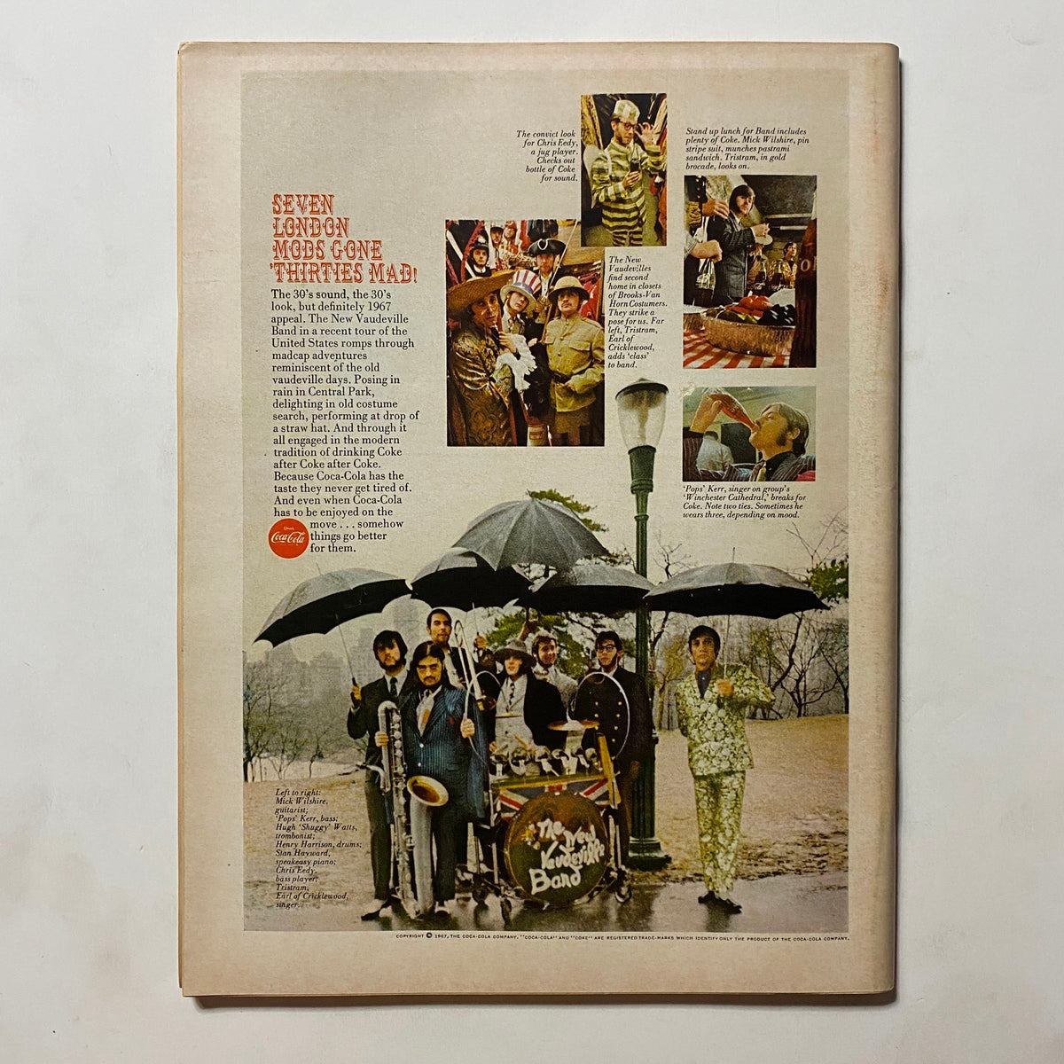 Back cover of VTG Hot Rod Magazine August 1967, displaying vintage advertisements and cultural references from the 1960s, adding to the magazine's historical value.