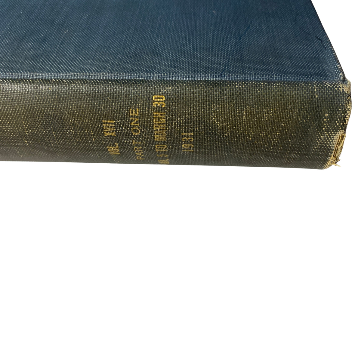 Side view of the Time Magazine library bound volume titled 'Time Magazine Library Bound Jan 12-March 30, 1931 Mahatma Gandhi Charlie Chaplin'. The spine shows the year and volume details, ideal for collectors of vintage magazines.