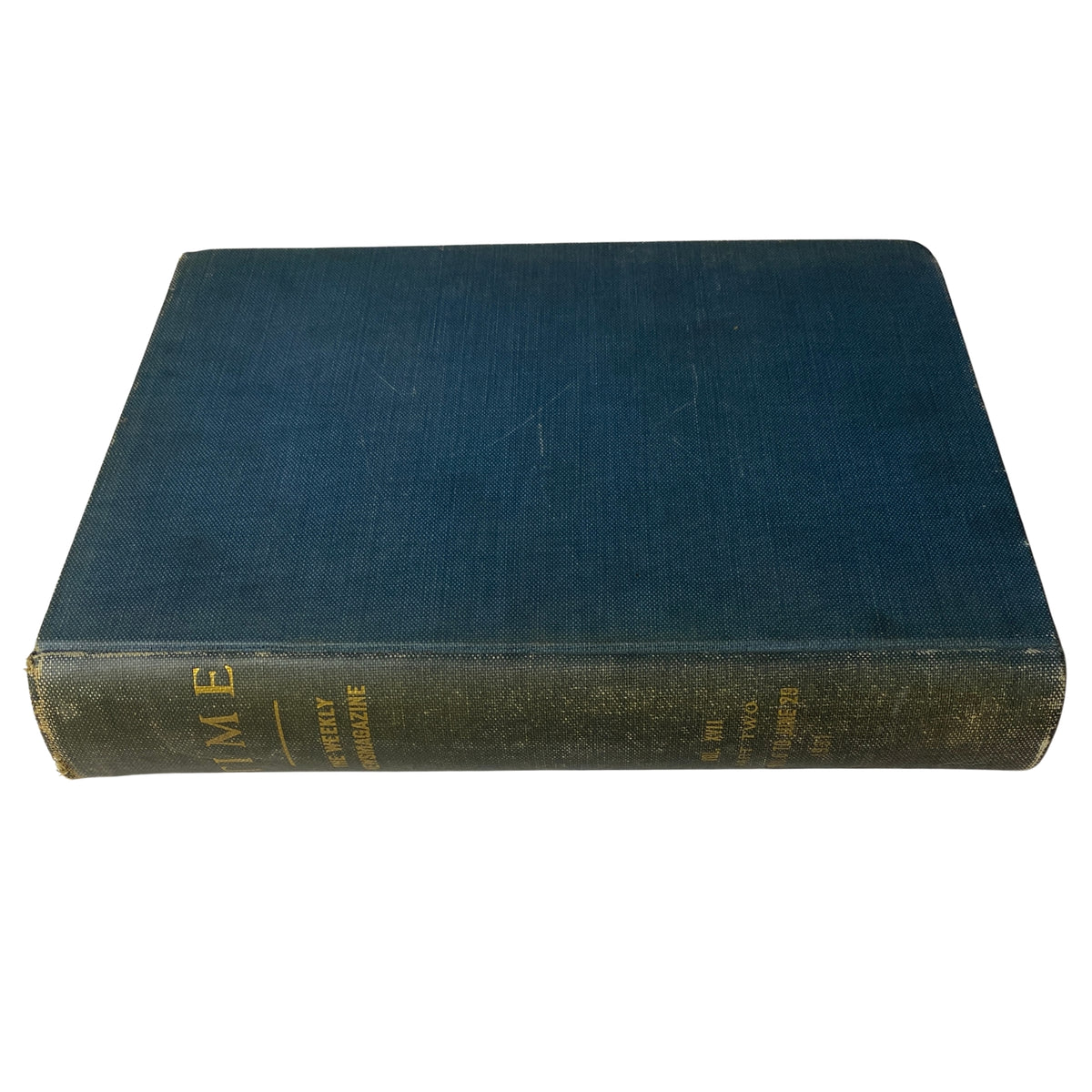 Top view of the Time Magazine bound volume, covering issues from April 6 to June 29, 1931, with a blue fabric cover.