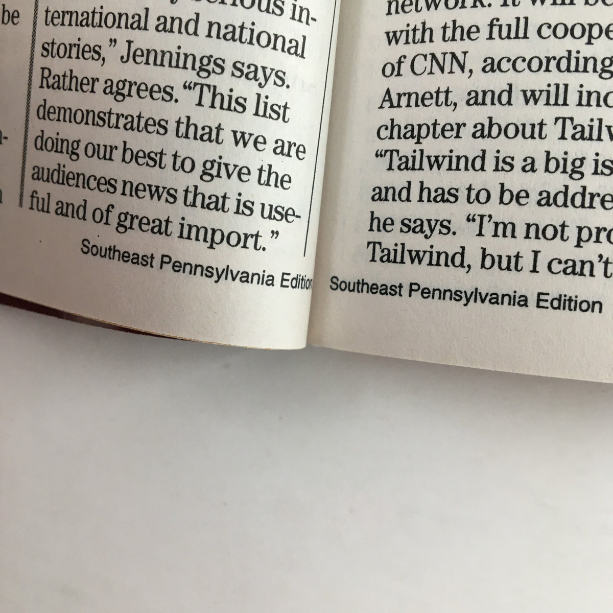 Close-up of the Southeast Pennsylvania edition label from TV Guide Magazine January 1 2000. This detail emphasizes the regional focus of the collectible issue.