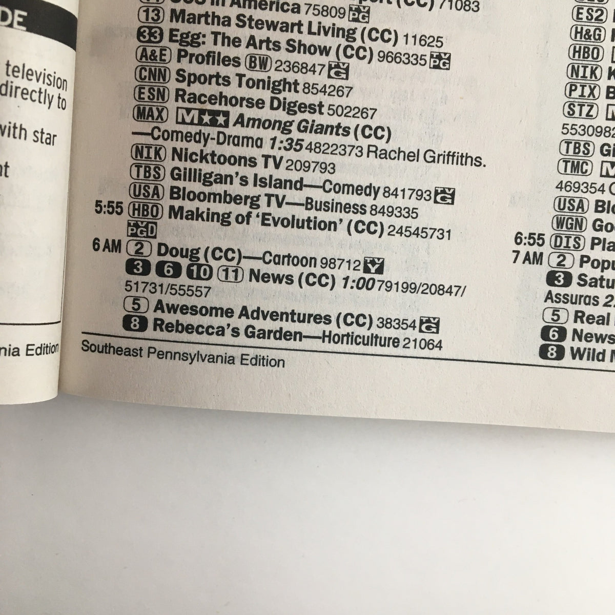 TV Guide Magazine June 9 2001 featuring Tiger Woods, showcasing the television listings for Southeast Pennsylvania Edition, including various shows and times.