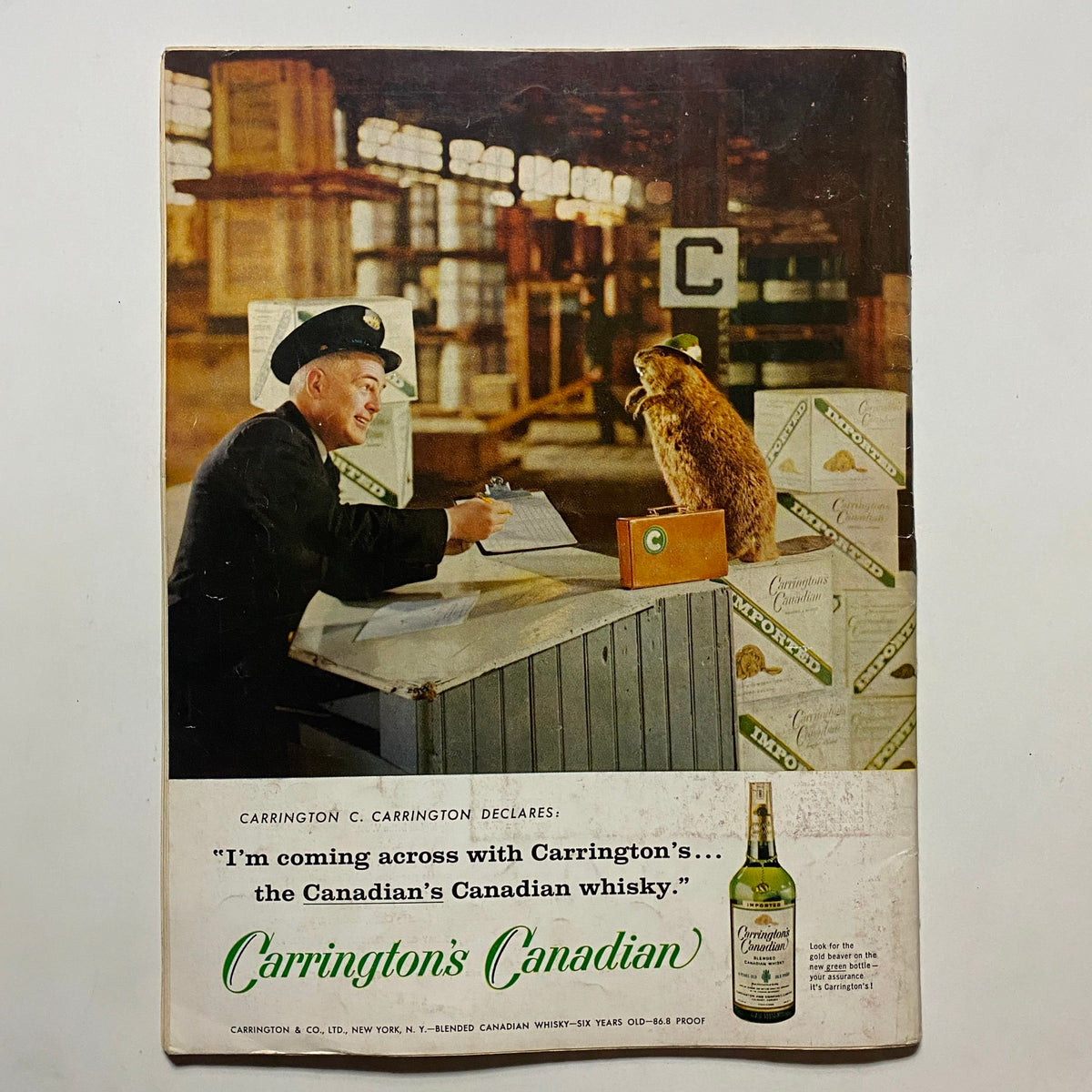 Vintage advertisement for Carrington's Canadian whisky from the June 1959 issue of VTG Playboy Magazine.