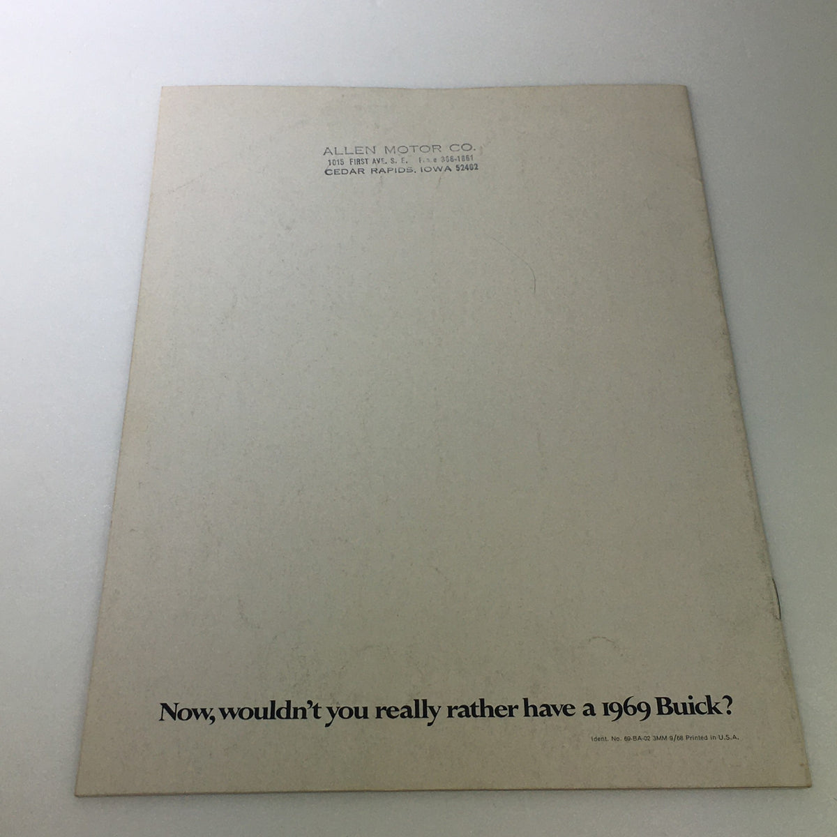 Back cover image of the VTG 1969 Buick Riviera GS Electra Custom Sport Coupe Car Auto Brochure Catalog, featuring a prompt asking if you would rather have a 1969 Buick, encapsulating the allure of classic cars.