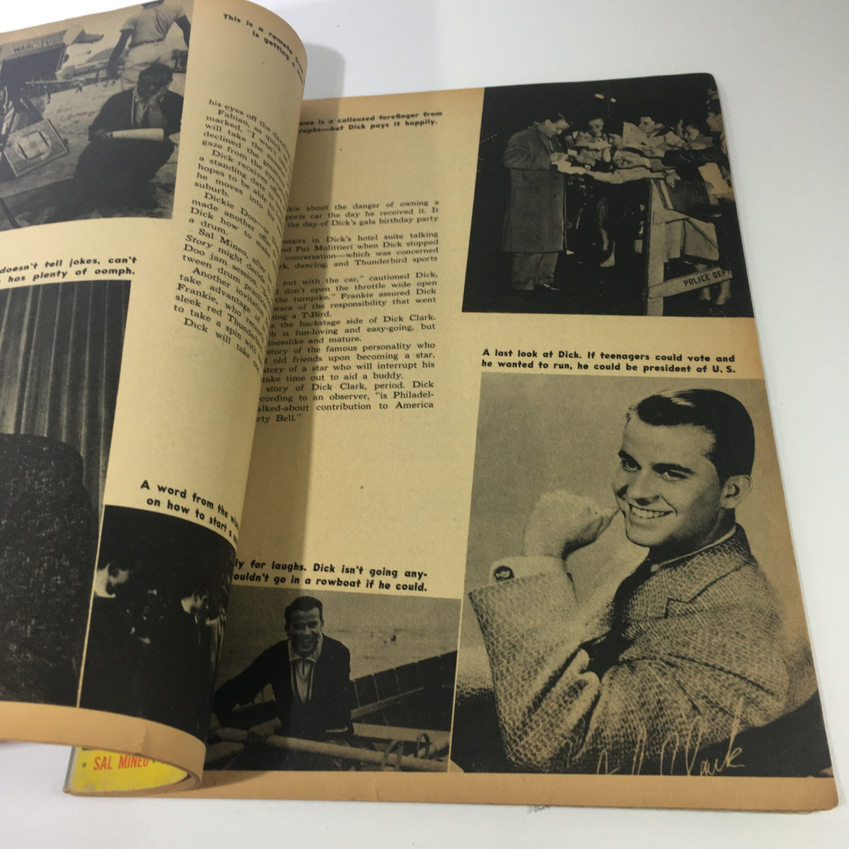 Inside page from VTG 16 Magazine May 1959 showcasing an article on Dick Clark with images documenting his popularity and personality.