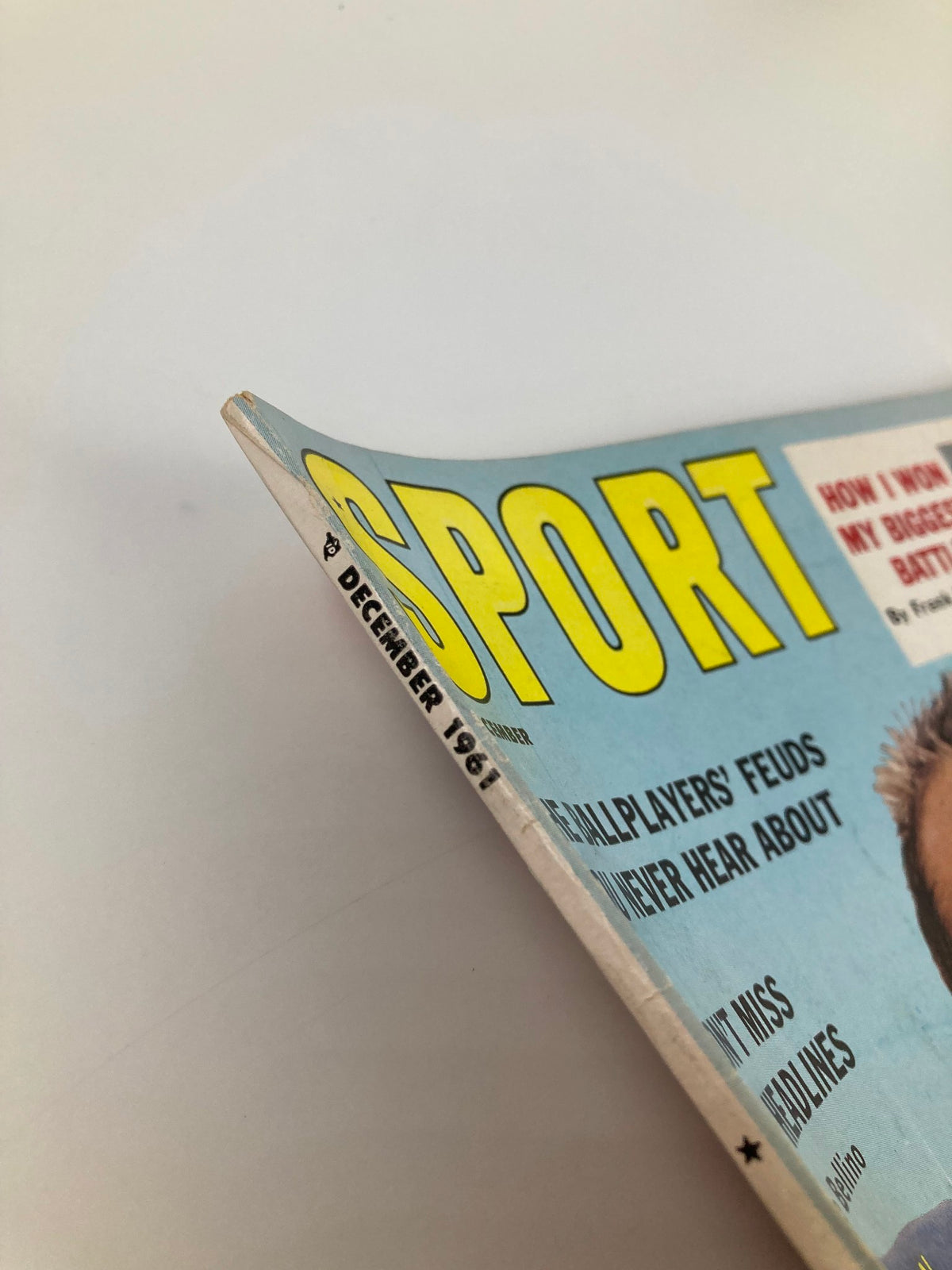 Side angle of the VTG Sport Magazine December 1961 showing the magazine's spine with the date prominently displayed as 'December 1961'.