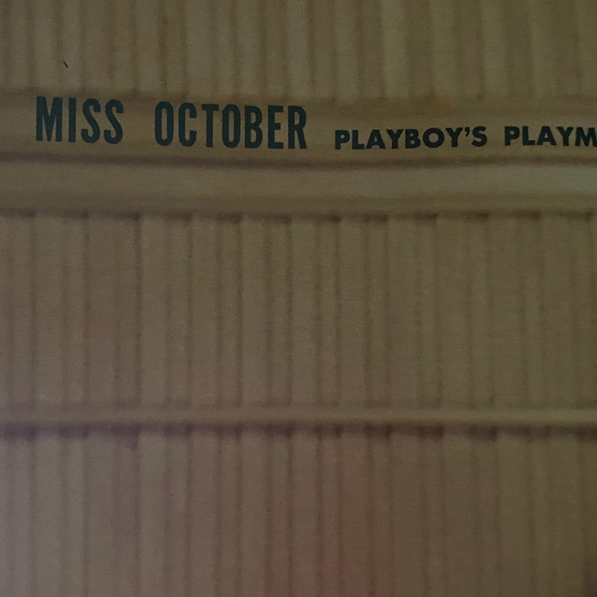 Inside view showcasing the title page stating 'Miss October' from the October 1958 Playboy Magazine. VTG Playboy Magazine October 1958 Playmate Mara Corday w Centerfold No Label.