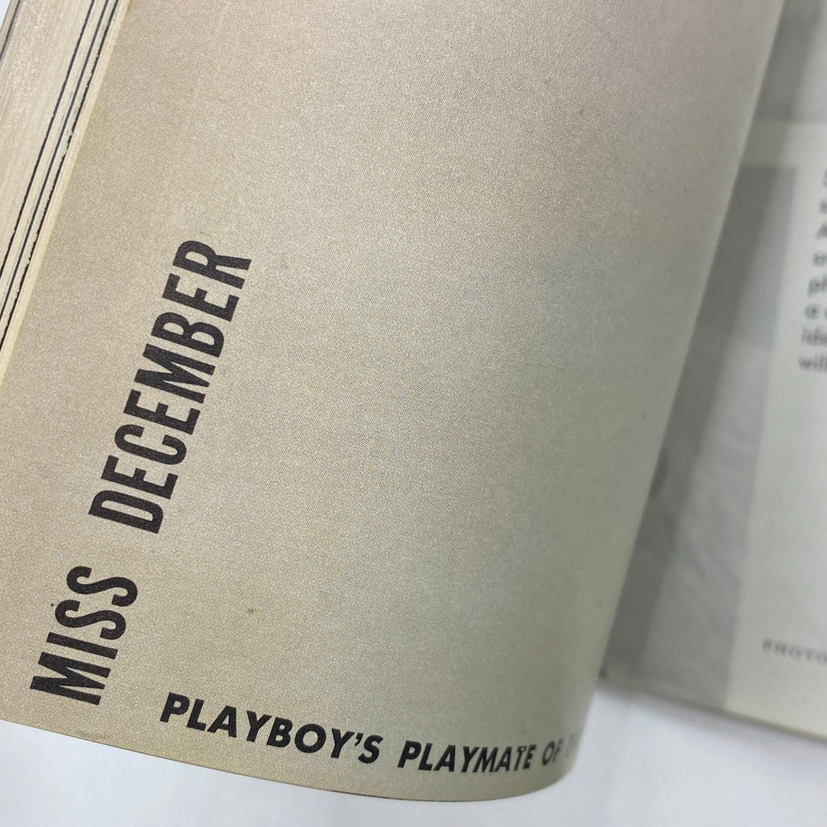Inside page of VTG Playboy Magazine December 1960 displaying the header 'MISS DECEMBER' emphasizing Playmate of the Month Carol Eden.