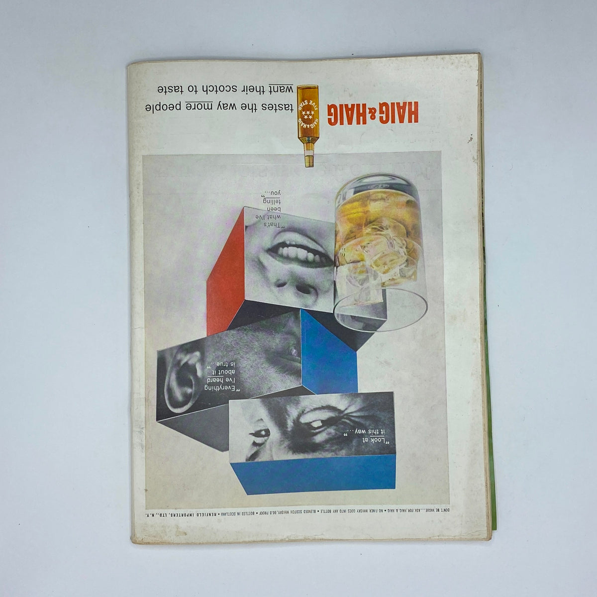 VTG Playboy Magazine June 1962 featuring Merissa Mathes, showcasing an artistic advertisement from the magazine with geometric shapes and a glass.
