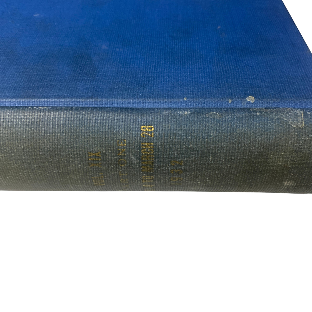 Time Magazine Library Bound January 4-March 28, 1932 - another angle of the volume's spine with 'TIME' prominently displayed, highlighting its vintage appeal.
