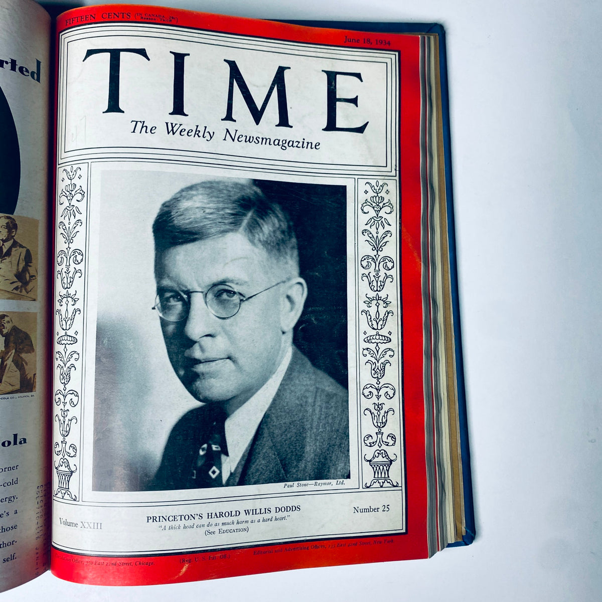 Time Magazine cover featuring Princeton's Harold Willis Dodds, June 18, 1934 - Time Magazine Library Bound April 2- June 25, 1934 Col. Edward Riley Bradley