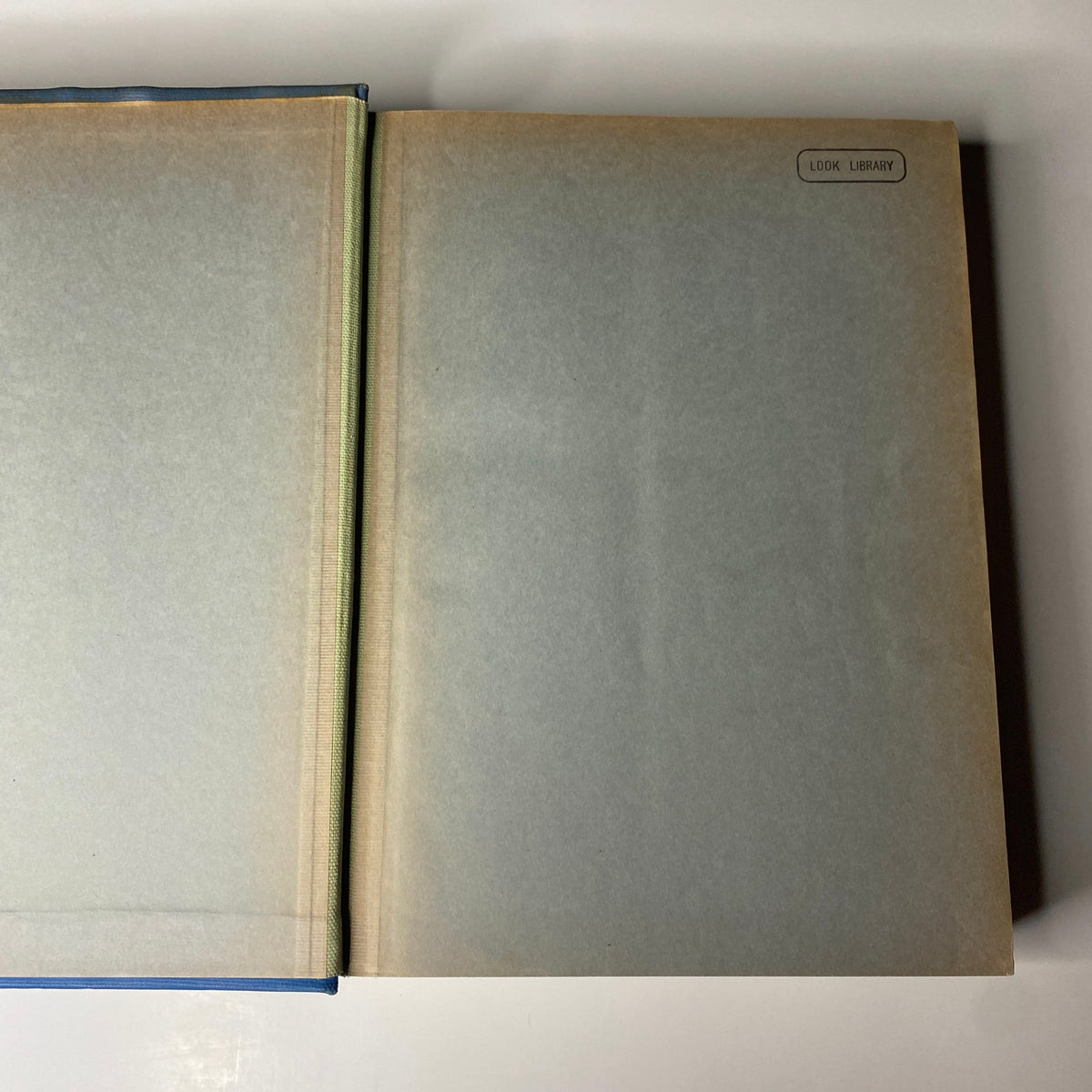 Interior view of the empty pages of "Time Magazine Library Bound October 2-December 25, 1933 General Chiang Kai-Shek" showcasing the archival quality.