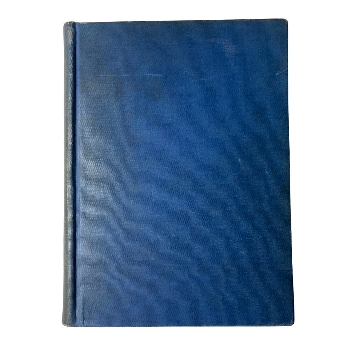 The blue spine of a library-bound edition of Time Magazine, containing issues from January 4 to March 29, 1937, focusing on significant historical events.