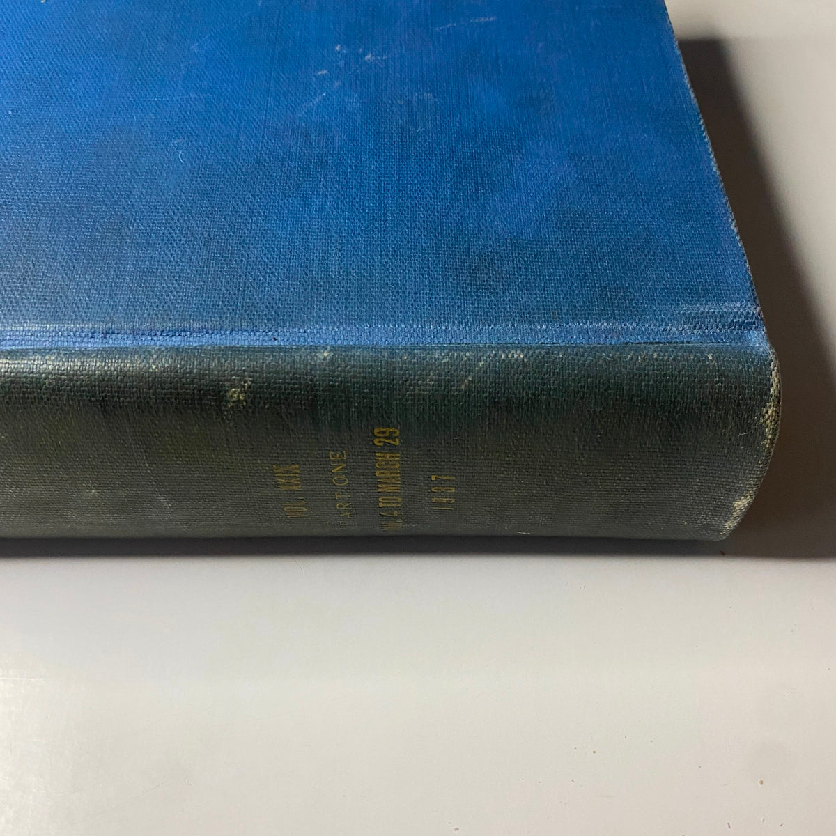 Close-up of the spine of Time Magazine's library-bound collection for 1937, highlighting publication details from January 4 to March 29.