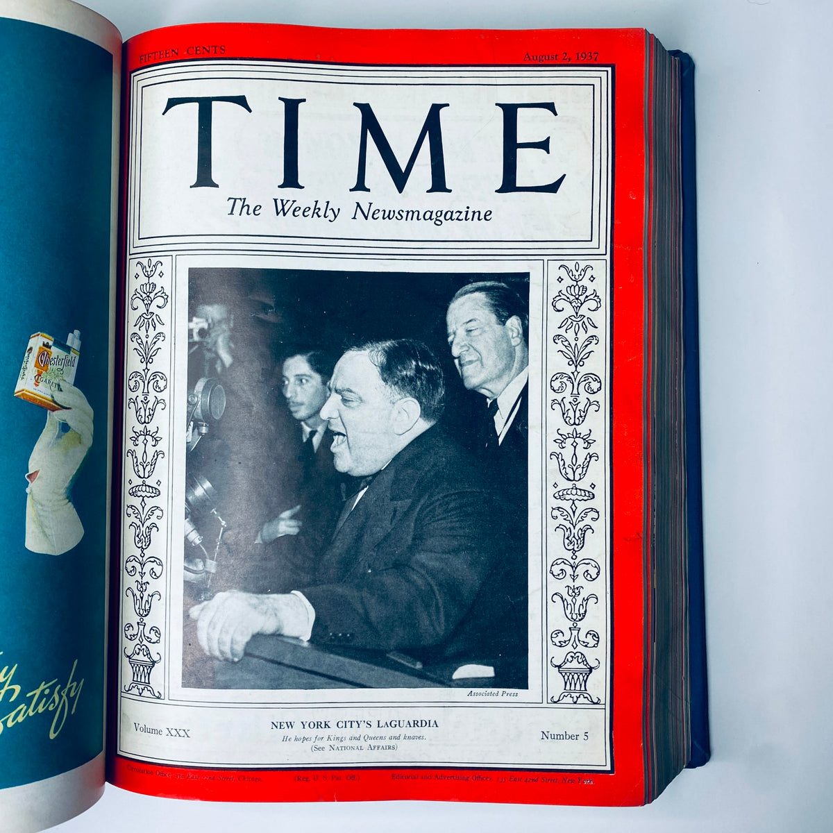 Cover of Time Magazine from August 2, 1937, showcasing New York City's LaGuardia, featured in the Time Magazine July 5 - September 27, 1937 Library Bound collection.