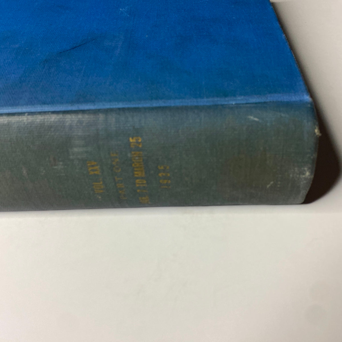 Time Magazine Library Bound January 7- March 25, 1935 - A close-up of the spine, revealing the year 1935 and volume number, emphasizing its vintage appeal.