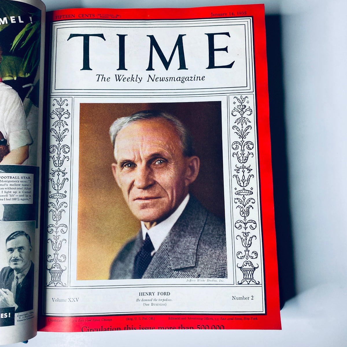 Cover of Time Magazine dated January 14, 1935, showcasing Henry Ford. Focuses on notable influences in business and industry during the 1930s.