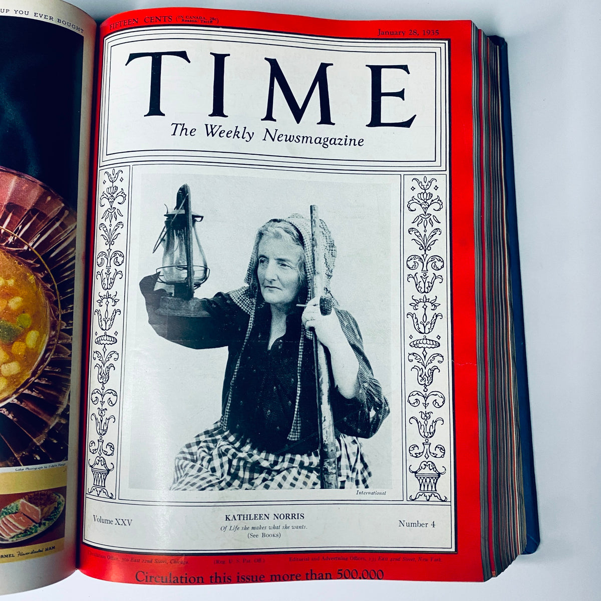 Cover of Time Magazine dated January 28, 1935, featuring Kathleen Norris. Highlights notable cultural contributions during the early 1930s.