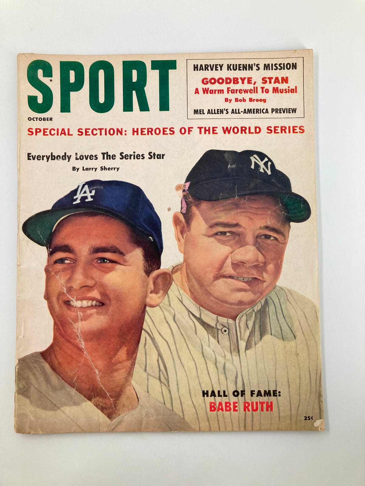 VTG Sport Magazine October 1960 cover featuring famous baseball players, highlighting the special section on the World Series and Babe Ruth.