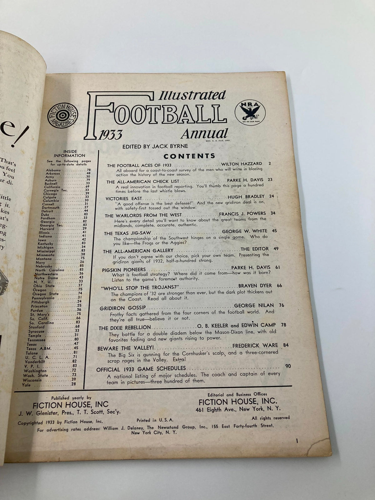 Vintage Illustrated Football Annual 1933 The Football Aces of '33 No Label